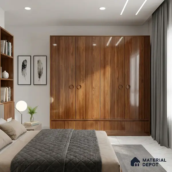 Wooden Look LM 02949 Balsa Red 8 ft x 4 ft High Gloss Finish Decorative Laminate - 1 mm | Suitable for TV Unit, Wardrobe, Kitchen Cabinets