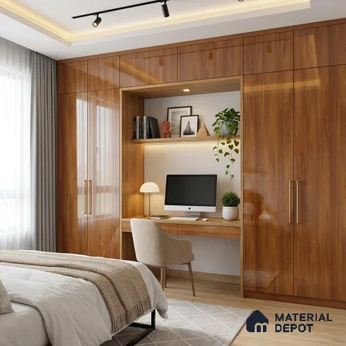 Wooden Look LM 02950 Balsa Yellow 8 ft x 4 ft High Gloss Finish Decorative Laminate - 1 mm | Suitable for TV Unit, Wardrobe, Kitchen Cabinets