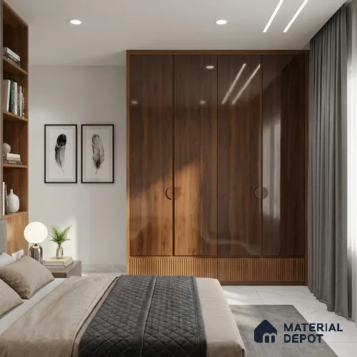 Wooden Look LM 02952 Dare Walnut 8 ft x 4 ft High Gloss Finish Decorative Laminate - 1 mm | Suitable for TV Unit, Wardrobe, Kitchen Cabinets