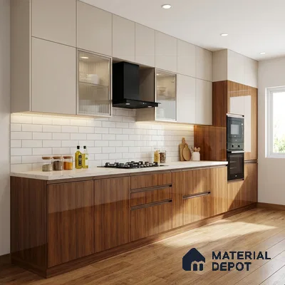 Wooden Look LM 02953 Tribcano 8 ft x 4 ft High Gloss Finish Decorative Laminate - 1 mm | Suitable for TV Unit, Wardrobe, Kitchen Cabinets