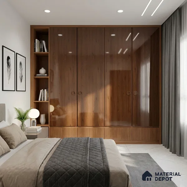 Wooden Look LM 02955 Balsar Cherry 8 ft x 4 ft High Gloss Finish Decorative Laminate - 1 mm | Suitable for TV Unit, Wardrobe, Kitchen Cabinets