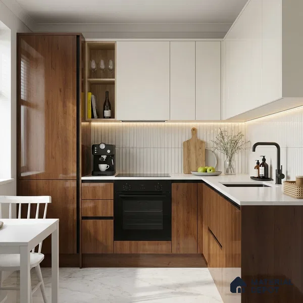 Wooden Look LM 02955 Balsar Cherry 8 ft x 4 ft High Gloss Finish Decorative Laminate - 1 mm | Suitable for TV Unit, Wardrobe, Kitchen Cabinets