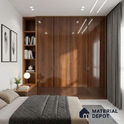 Wooden Look LM 02956 Cinnamon 8 ft x 4 ft High Gloss Finish Decorative Laminate - 1 mm | Suitable for TV Unit, Wardrobe, Kitchen Cabinets