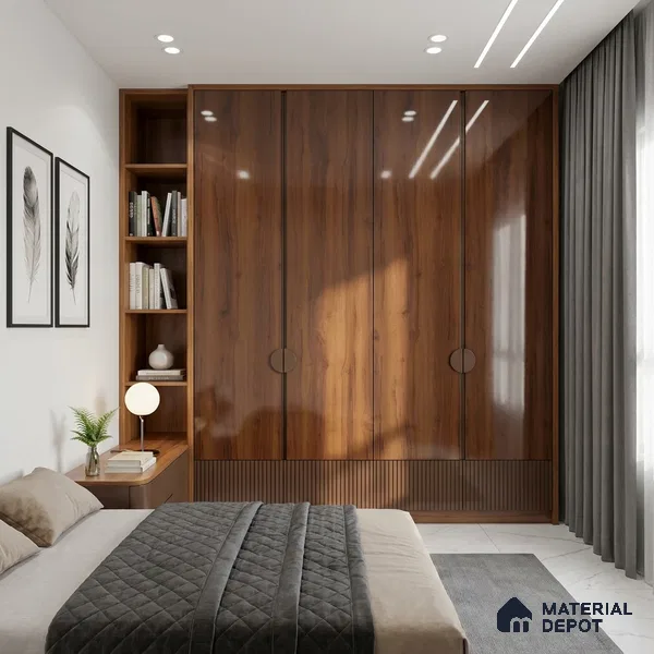 Wooden Look LM 02956 Cinnamon 8 ft x 4 ft High Gloss Finish Decorative Laminate - 1 mm | Suitable for TV Unit, Wardrobe, Kitchen Cabinets