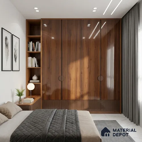 Wooden Look LM 02956 Cinnamon 8 ft x 4 ft High Gloss Finish Decorative Laminate - 1 mm | Suitable for TV Unit, Wardrobe, Kitchen Cabinets