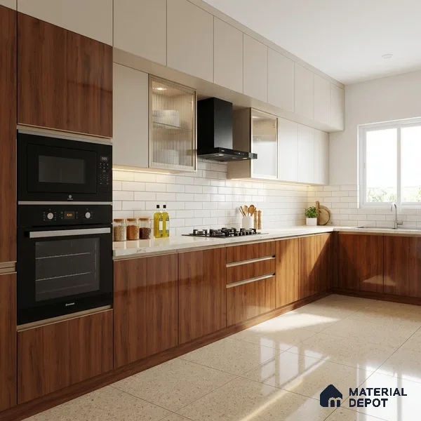Wooden Look LM 02956 Cinnamon 8 ft x 4 ft High Gloss Finish Decorative Laminate - 1 mm | Suitable for TV Unit, Wardrobe, Kitchen Cabinets