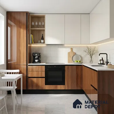 Wooden Look LM 02956 Cinnamon 8 ft x 4 ft High Gloss Finish Decorative Laminate - 1 mm | Suitable for TV Unit, Wardrobe, Kitchen Cabinets