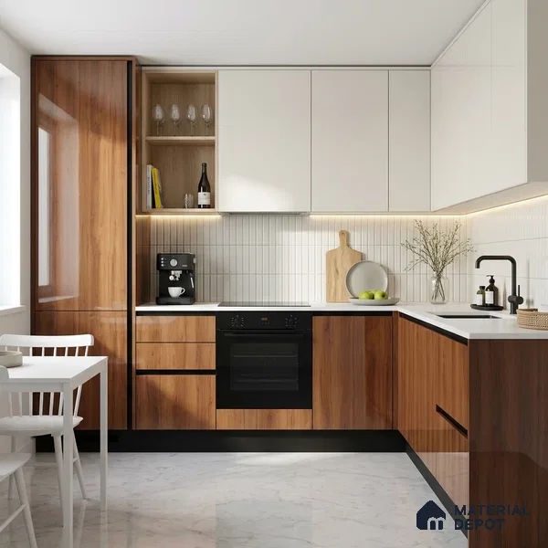 Wooden Look LM 02956 Cinnamon 8 ft x 4 ft High Gloss Finish Decorative Laminate - 1 mm | Suitable for TV Unit, Wardrobe, Kitchen Cabinets