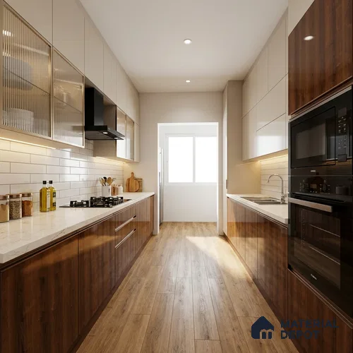 Wooden Look LM 02958 Rusted Maple 8 ft x 4 ft High Gloss Finish Decorative Laminate - 1 mm | Suitable for TV Unit, Wardrobe, Kitchen Cabinets