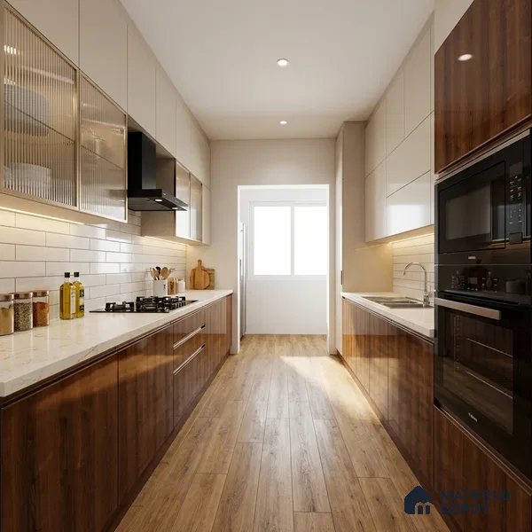 Wooden Look LM 02958 Rusted Maple 8 ft x 4 ft High Gloss Finish Decorative Laminate - 1 mm | Suitable for TV Unit, Wardrobe, Kitchen Cabinets