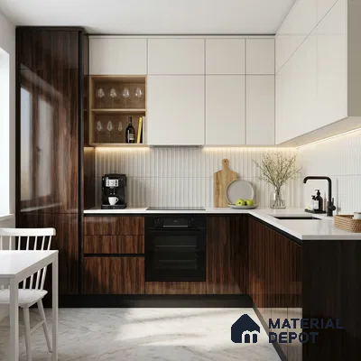 Wooden Look LM 02960 Fume Walnut 8 ft x 4 ft High Gloss Finish Decorative Laminate - 1 mm | Suitable for TV Unit, Wardrobe, Kitchen Cabinets
