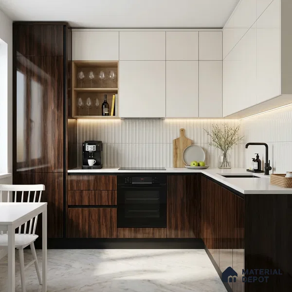 Wooden Look LM 02960 Fume Walnut 8 ft x 4 ft High Gloss Finish Decorative Laminate - 1 mm | Suitable for TV Unit, Wardrobe, Kitchen Cabinets