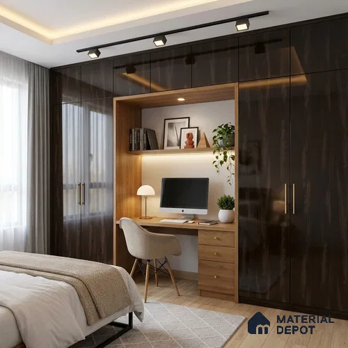 Wooden Look LM 02963 Santana Black 8 ft x 4 ft High Gloss Finish Decorative Laminate - 1 mm | Suitable for TV Unit, Wardrobe, Kitchen Cabinets