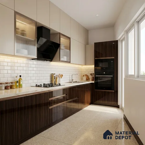 Wooden Look LM 02966 Smoke Walnut 8 ft x 4 ft High Gloss Finish Decorative Laminate - 1 mm | Suitable for TV Unit, Wardrobe, Kitchen Cabinets