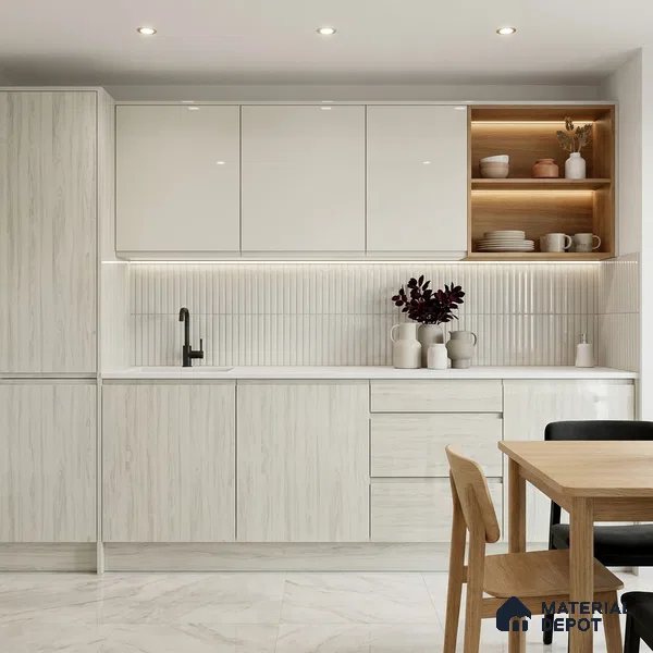Wooden Look LM 02968 Swish Elm 8 ft x 4 ft High Gloss Finish Decorative Laminate - 1 mm | Suitable for TV Unit, Wardrobe, Kitchen Cabinets