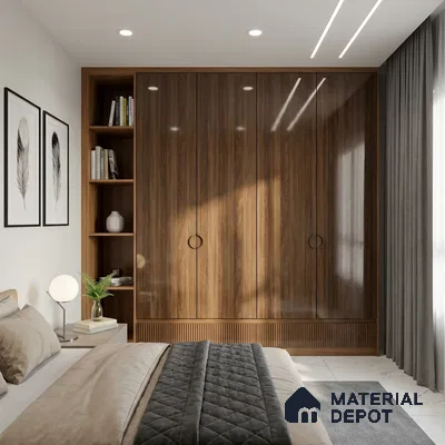 Wooden Look LM 02971 Manchurian Walnut 8 ft x 4 ft High Gloss Finish Decorative Laminate - 1 mm | Suitable for TV Unit, Wardrobe, Kitchen Cabinets