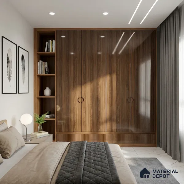 Wooden Look LM 02971 Manchurian Walnut 8 ft x 4 ft High Gloss Finish Decorative Laminate - 1 mm | Suitable for TV Unit, Wardrobe, Kitchen Cabinets