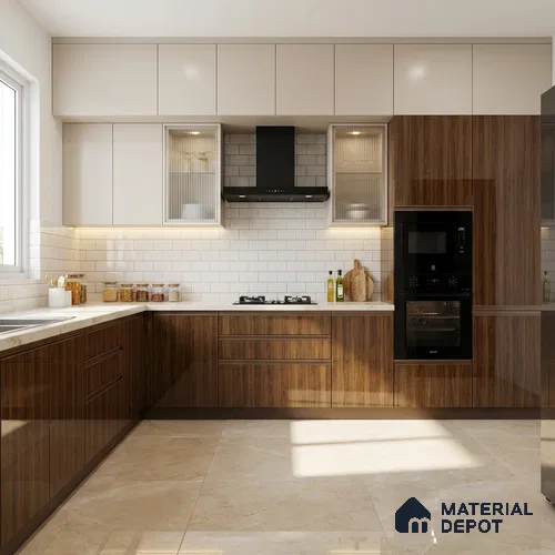 Wooden Look LM 02971 Manchurian Walnut 8 ft x 4 ft High Gloss Finish Decorative Laminate - 1 mm | Suitable for TV Unit, Wardrobe, Kitchen Cabinets