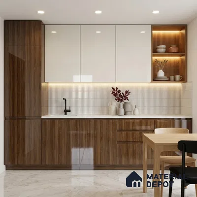 Wooden Look LM 02971 Manchurian Walnut 8 ft x 4 ft High Gloss Finish Decorative Laminate - 1 mm | Suitable for TV Unit, Wardrobe, Kitchen Cabinets