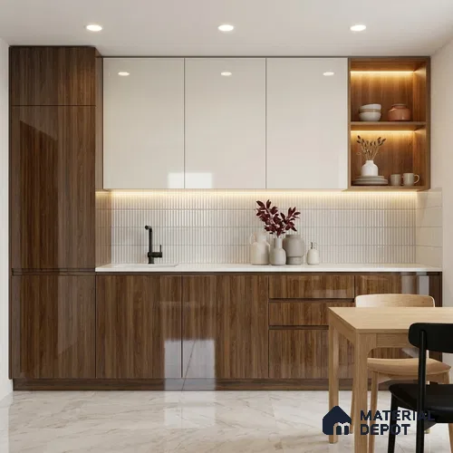 Wooden Look LM 02971 Manchurian Walnut 8 ft x 4 ft High Gloss Finish Decorative Laminate - 1 mm | Suitable for TV Unit, Wardrobe, Kitchen Cabinets