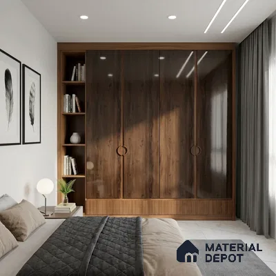 Wooden Look LM 02973 Choco Sahara 8 ft x 4 ft High Gloss Finish Decorative Laminate - 1 mm | Suitable for TV Unit, Wardrobe, Kitchen Cabinets