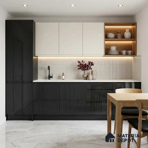 Wooden Look LM 02974 Azure Accent 8 ft x 4 ft High Gloss Finish Decorative Laminate - 1 mm | Suitable for TV Unit, Wardrobe, Kitchen Cabinets