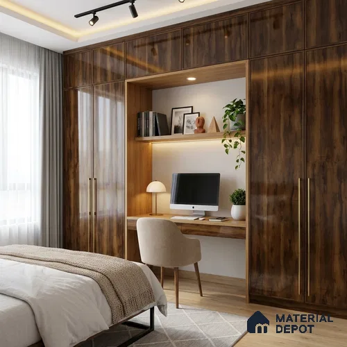 Wooden Look LM 02975 Kenya Wooden 8 ft x 4 ft High Gloss Finish Decorative Laminate - 1 mm | Suitable for TV Unit, Wardrobe, Kitchen Cabinets