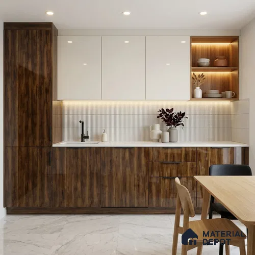 Wooden Look LM 02975 Kenya Wooden 8 ft x 4 ft High Gloss Finish Decorative Laminate - 1 mm | Suitable for TV Unit, Wardrobe, Kitchen Cabinets