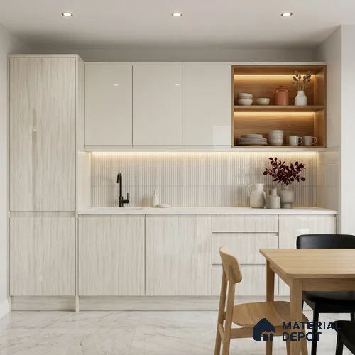 Wooden Look LM 02976 Ice Burg 8 ft x 4 ft High Gloss Finish Decorative Laminate - 1 mm | Suitable for TV Unit, Wardrobe, Kitchen Cabinets