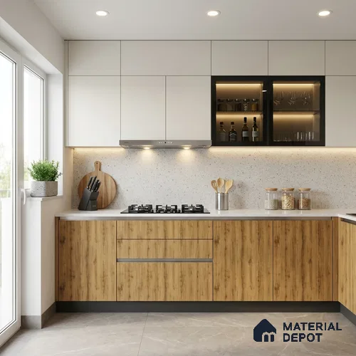 Wooden Look LM 02990 Peanut Pine 8 ft x 4 ft Suede Finish Decorative Laminate - 1 mm | Suitable for TV Unit, Wardrobe, Kitchen Cabinets