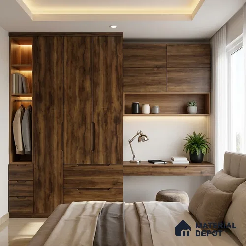 Wooden Look LM 02998 Kenya Wooden 8 ft x 4 ft Suede Finish Decorative Laminate - 1 mm | Suitable for TV Unit, Wardrobe, Kitchen Cabinets