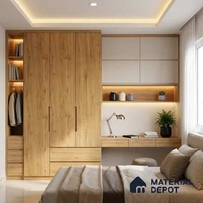 Wooden Look LM 03000 Swiss Wooden Light 8 ft x 4 ft Suede Finish Decorative Laminate - 1 mm | Suitable for TV Unit, Wardrobe, Kitchen Cabinets