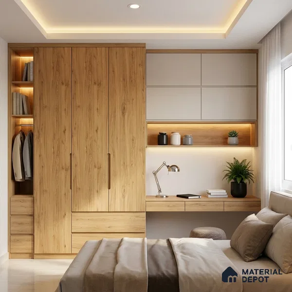 Wooden Look LM 03000 Swiss Wooden Light 8 ft x 4 ft Suede Finish Decorative Laminate - 1 mm | Suitable for TV Unit, Wardrobe, Kitchen Cabinets