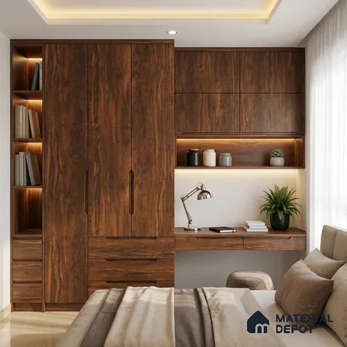 Wooden Look LM 03001 Bronze Musk 8 ft x 4 ft Suede Finish Decorative Laminate - 1 mm | Suitable for TV Unit, Wardrobe, Kitchen Cabinets