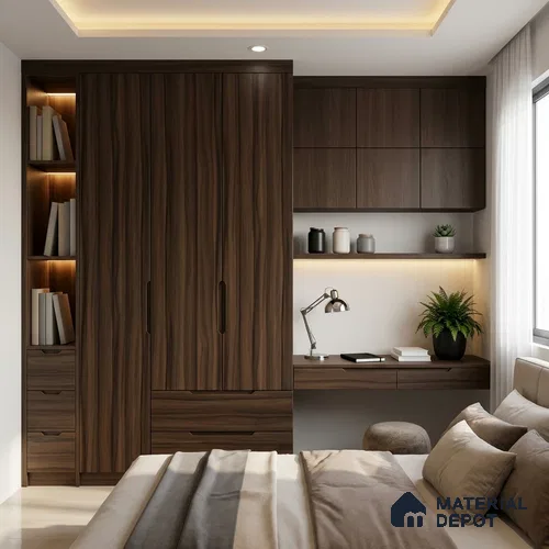 Wooden Look LM 03005 Smoke Walnut 8 ft x 4 ft Suede Finish Decorative Laminate - 1 mm | Suitable for TV Unit, Wardrobe, Kitchen Cabinets