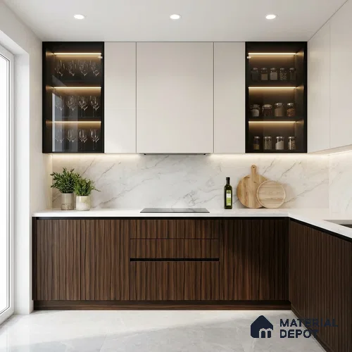 Wooden Look LM 03005 Smoke Walnut 8 ft x 4 ft Suede Finish Decorative Laminate - 1 mm | Suitable for TV Unit, Wardrobe, Kitchen Cabinets