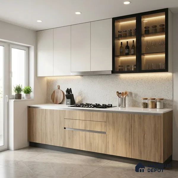 Wooden Look LM 03007 Village Oak 8 ft x 4 ft Suede Finish Decorative Laminate - 1 mm | Suitable for TV Unit, Wardrobe, Kitchen Cabinets