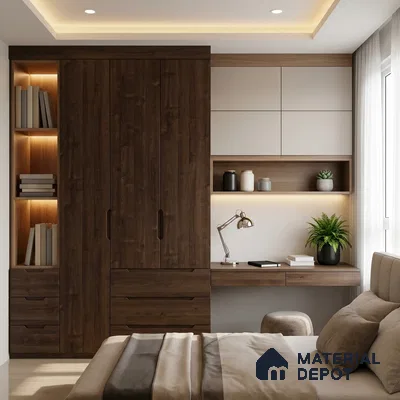Wooden Look LM 03008 Sevilledark Wooden 8 ft x 4 ft Suede Finish Decorative Laminate - 1 mm | Suitable for TV Unit, Wardrobe, Kitchen Cabinets