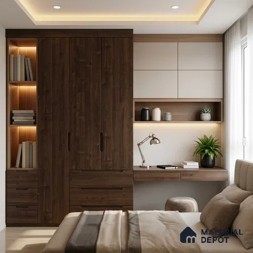 Wooden Look LM 03008 Sevilledark Wooden 8 ft x 4 ft Suede Finish Decorative Laminate - 1 mm | Suitable for TV Unit, Wardrobe, Kitchen Cabinets
