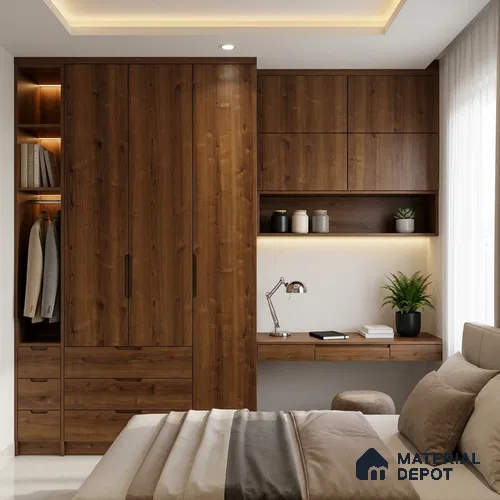 Wooden Look LM 03015 Rusted Maple 8 ft x 4 ft Suede Finish Decorative Laminate - 1 mm | Suitable for TV Unit, Wardrobe, Kitchen Cabinets