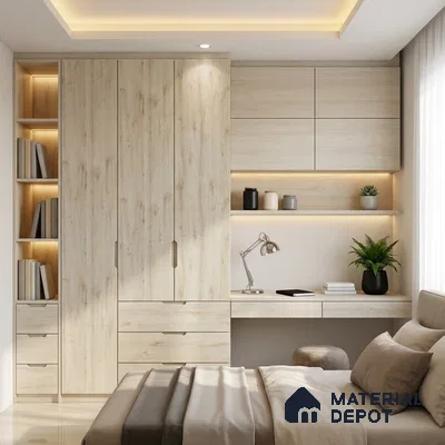 Wooden Look LM 03017 Cuneo Oak Light 8 ft x 4 ft Suede Finish Decorative Laminate - 1 mm | Suitable for TV Unit, Wardrobe, Kitchen Cabinets
