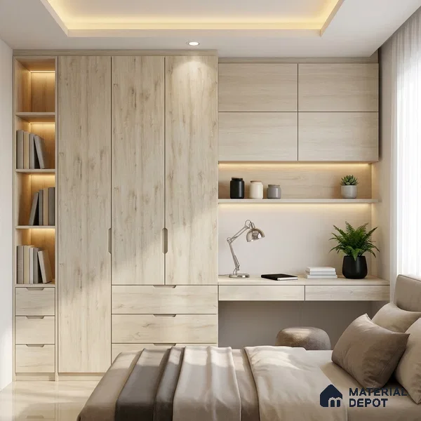 Wooden Look LM 03017 Cuneo Oak Light 8 ft x 4 ft Suede Finish Decorative Laminate - 1 mm | Suitable for TV Unit, Wardrobe, Kitchen Cabinets