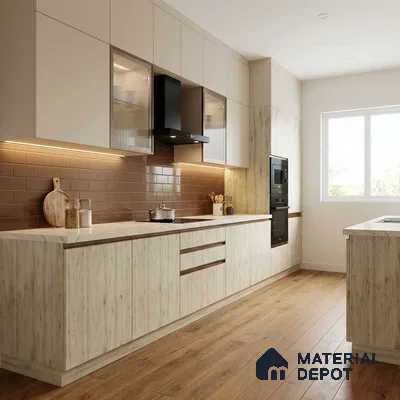 Wooden Look LM 03017 Cuneo Oak Light 8 ft x 4 ft Suede Finish Decorative Laminate - 1 mm | Suitable for TV Unit, Wardrobe, Kitchen Cabinets