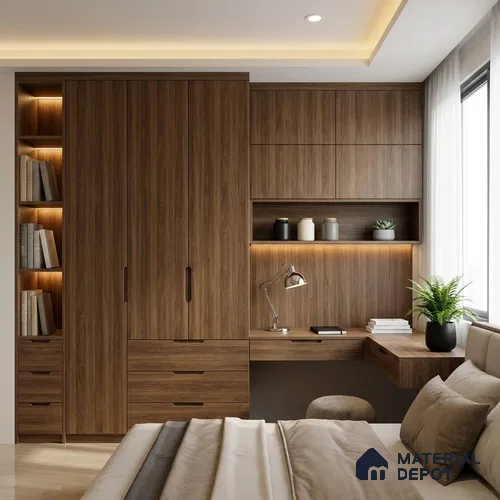 Wooden Look LM 03018 Manchurian Walnut 8 ft x 4 ft Suede Finish Decorative Laminate - 1 mm | Suitable for TV Unit, Wardrobe, Kitchen Cabinets