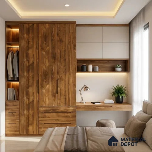Wooden Look LM 03019 Boston Russet 8 ft x 4 ft Suede Finish Decorative Laminate - 1 mm | Suitable for TV Unit, Wardrobe, Kitchen Cabinets