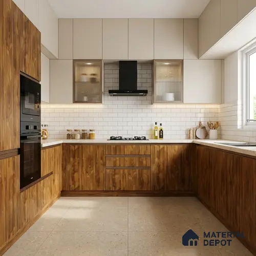 Wooden Look LM 03019 Boston Russet 8 ft x 4 ft Suede Finish Decorative Laminate - 1 mm | Suitable for TV Unit, Wardrobe, Kitchen Cabinets