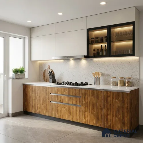 Wooden Look LM 03019 Boston Russet 8 ft x 4 ft Suede Finish Decorative Laminate - 1 mm | Suitable for TV Unit, Wardrobe, Kitchen Cabinets