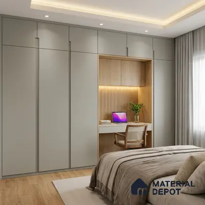 Grey Solid Colors Look LM 03022 Light Grey 8 ft x 4 ft Zero Soft Matt Finish Decorative Laminate - 1 mm | Suitable for Living Room, Kitchen, Office