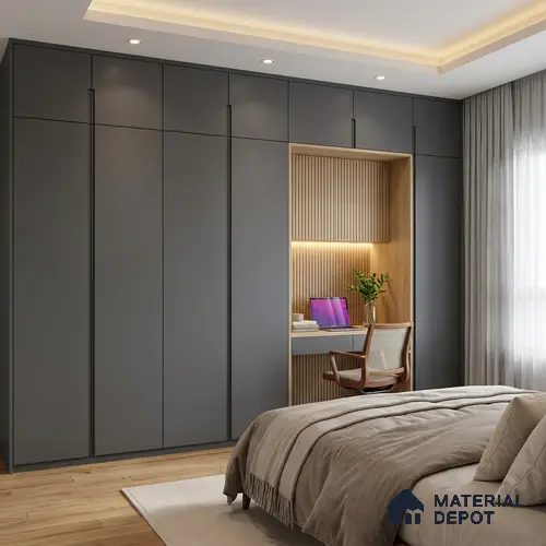Steel Grey Solid Colors Look LM 03024 Steel 8 ft x 4 ft Zero Soft Matt Finish Decorative Laminate - 1 mm | Suitable for Living Room, Kitchen, Office