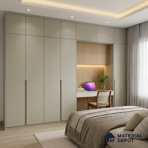 Warm Grey Solid Colors Look LM 03025 Linen Hex 8 ft x 4 ft Zero Soft Matt Finish Decorative Laminate - 1 mm | Suitable for Living Room, Kitchen, Office